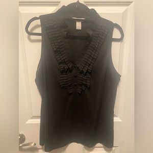 White House Black Market Black Sleeveless Tank with Ruffles